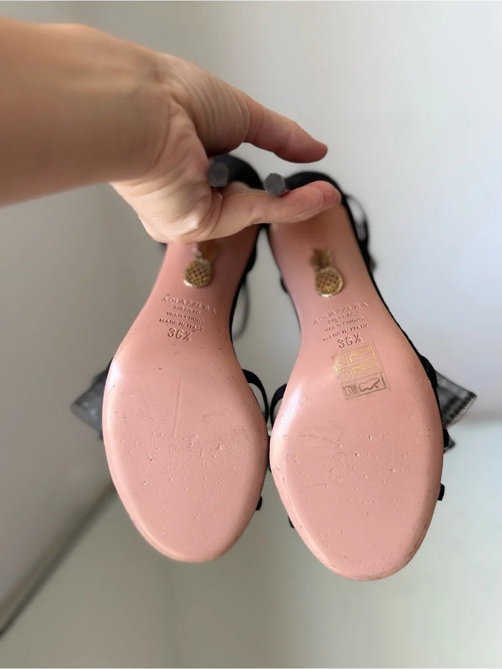 Like new Aquazzura Reve embellished suede sandals $1,150 36.5